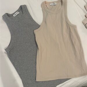 TWO Anine Bing Eva Tanks- Gray and Cream